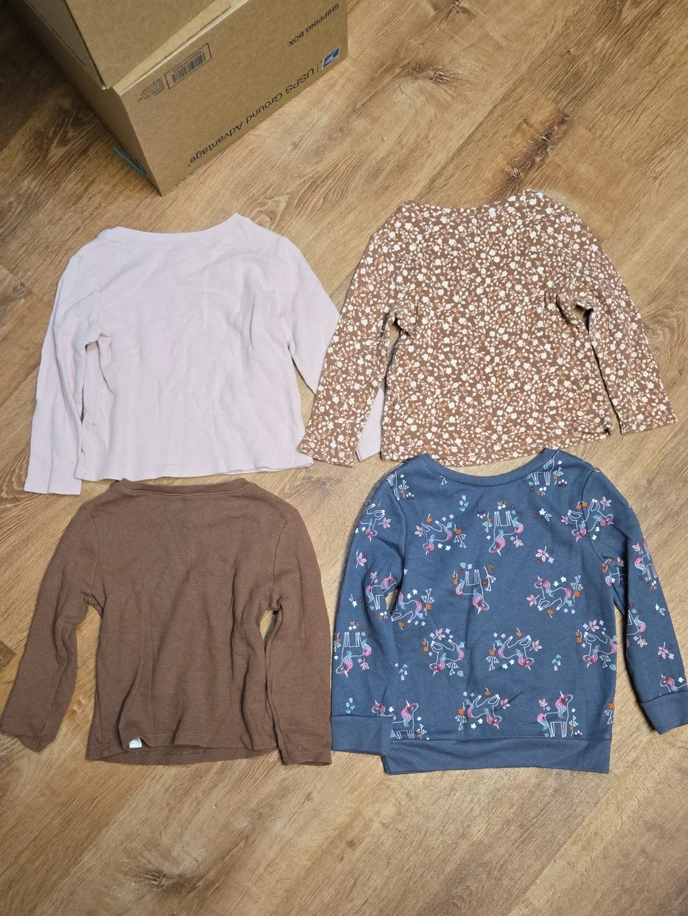 ☀️Lot Of 4: 3 Old Navy Waffle Knit LS Tops 1 NWOT Garanimals Unicorn Sweatshirt